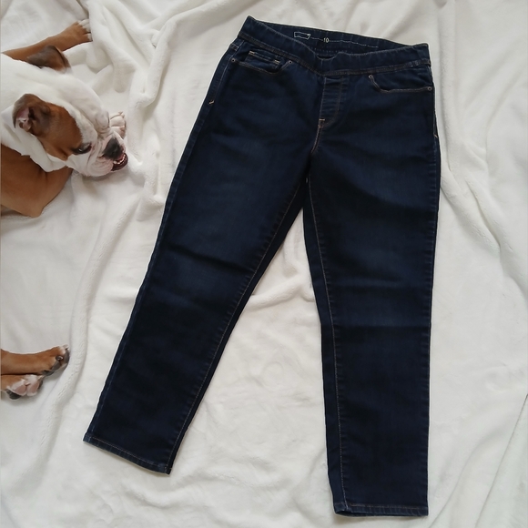 Levi's jeans Womans Elastic waist Straight leg Dark Blue wash pull on size 10 - Picture 9 of 13